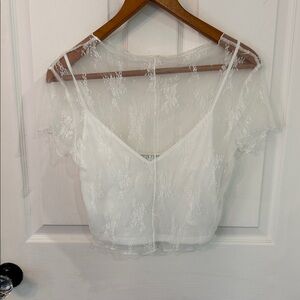 White Lace Overlay Cropped Camisole